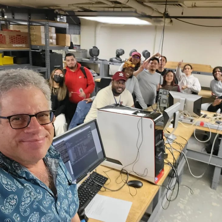 Barry Grossman with group of students